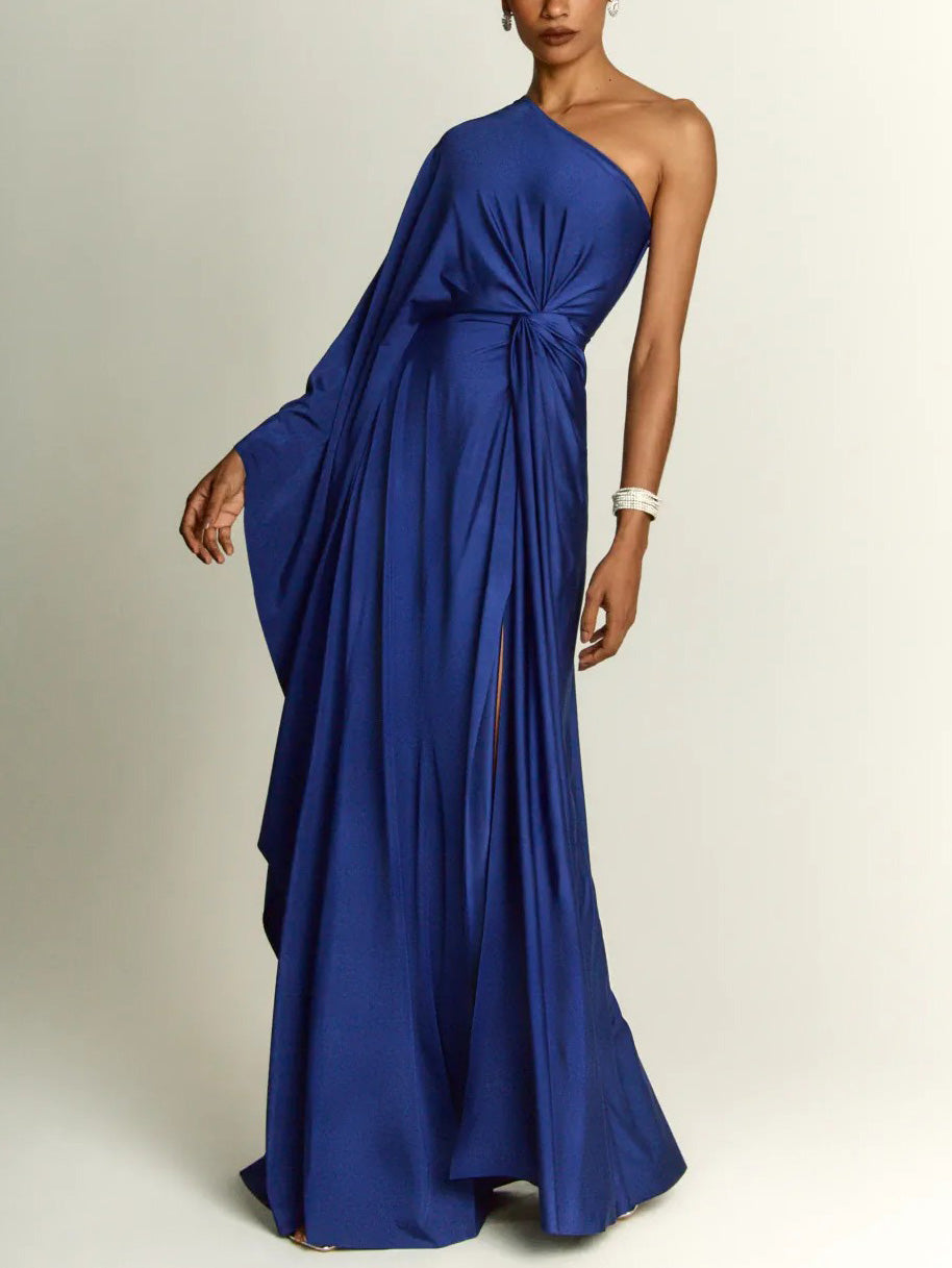 Elegant One Shoulder Long Party Slit Maxi Dress