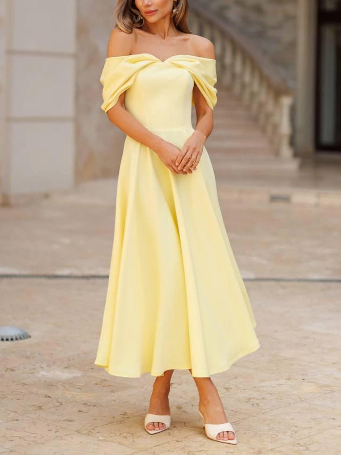 Elegant Off-the-shoulder Draped Maxi Dress