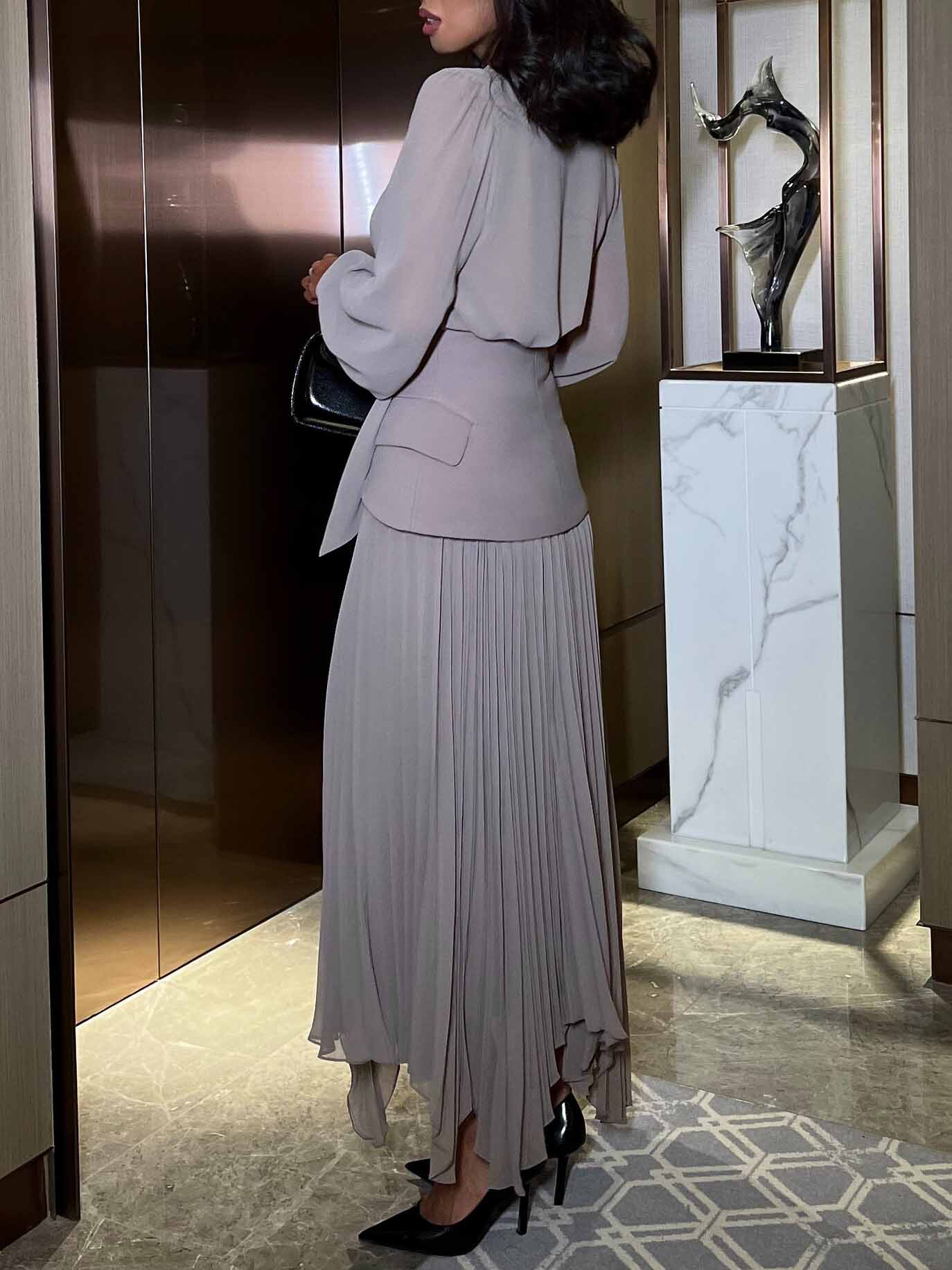 Elegant High-Waisted Pleated Maxi Skirt