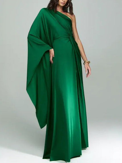 Elegant One Shoulder Long Party Slit Maxi Dress