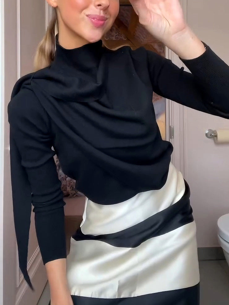 Elegant Colorblock Two-Piece Dress