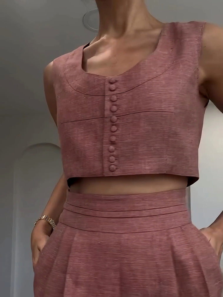 Casual Short Vest And Trousers Two-piece Set