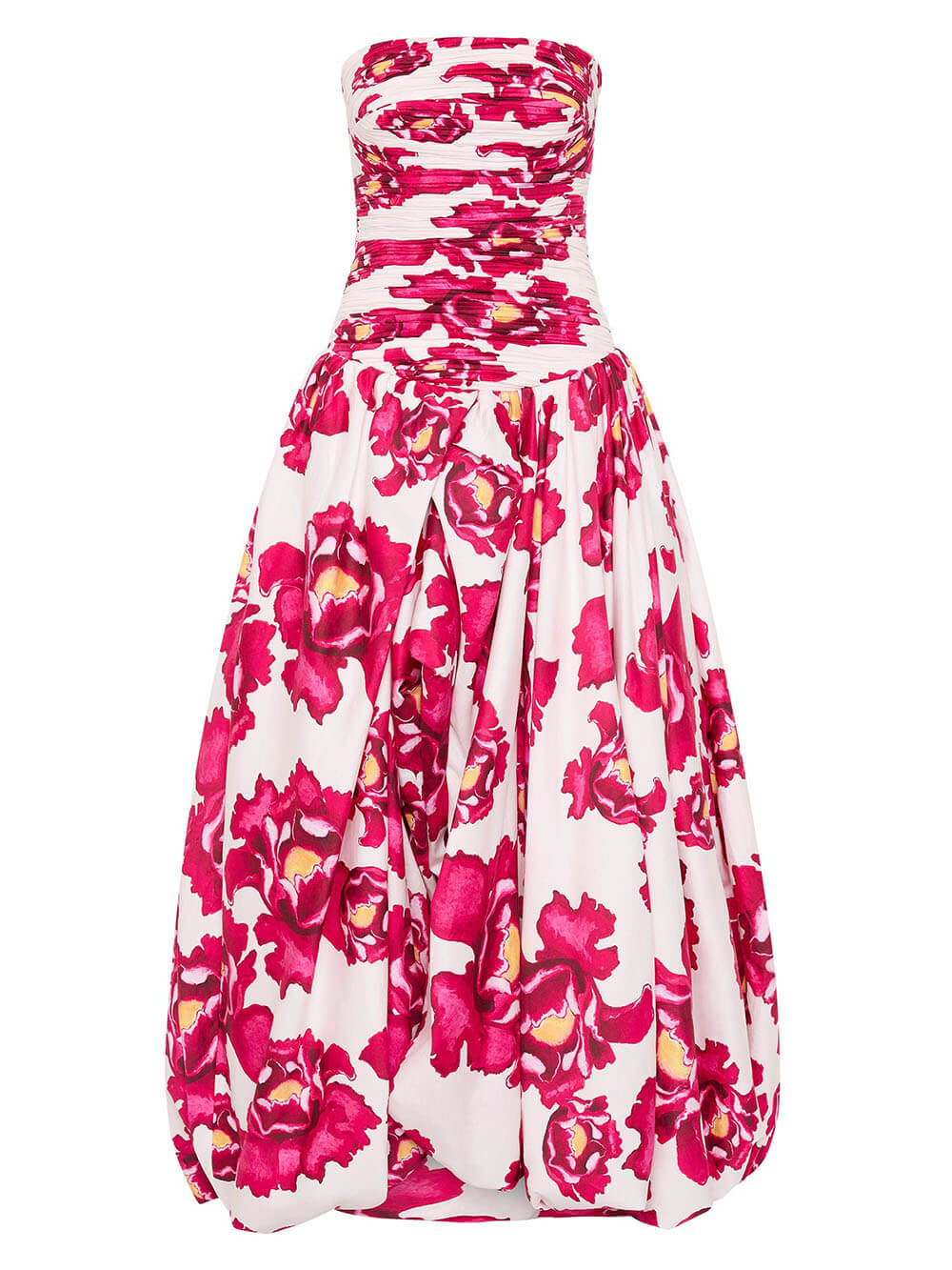 Elegance Perfect Moment Floral Off Shoulder Ruched Bodice Drape Bubble Hem Maxi Dress