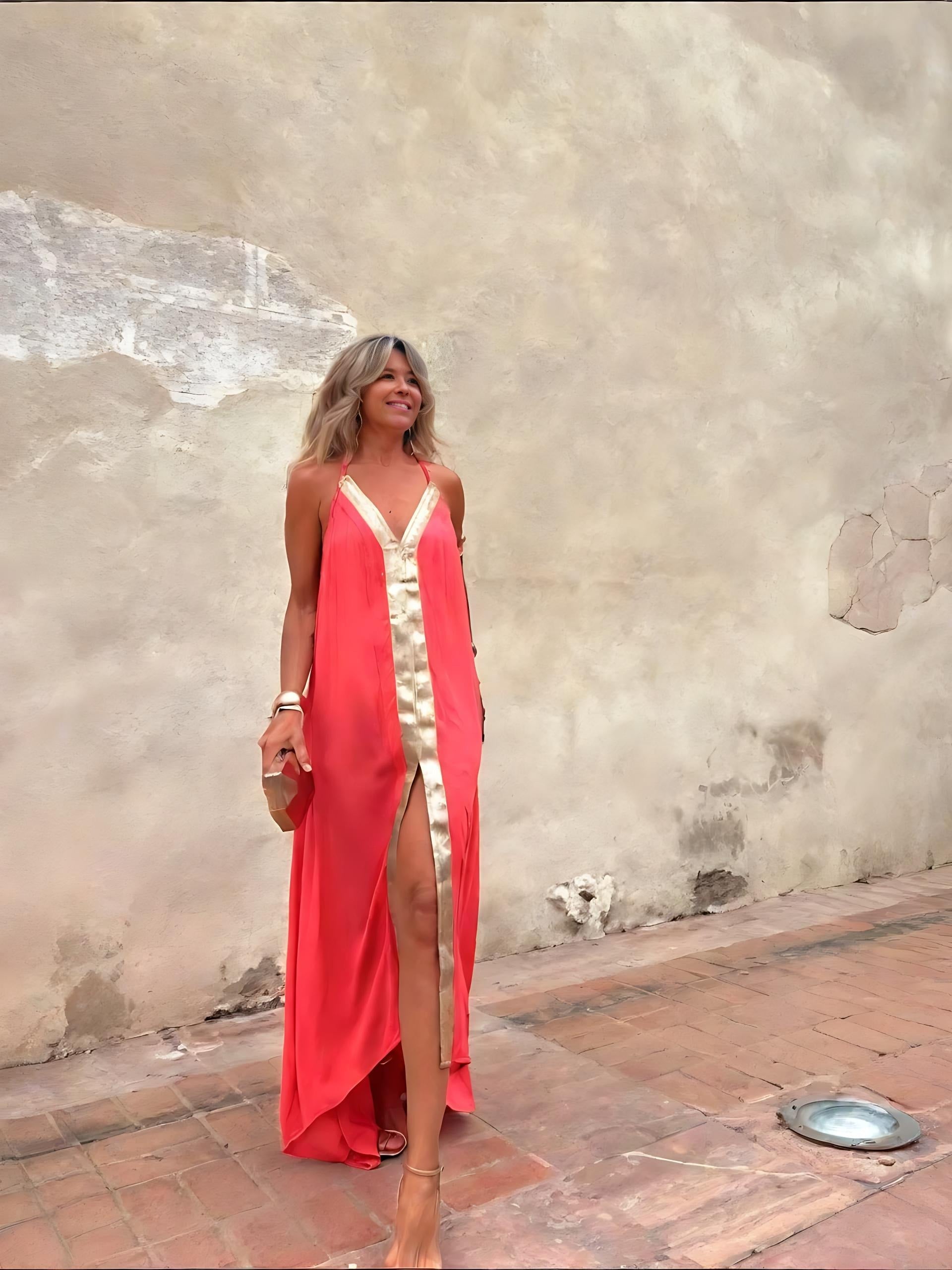 The Coral Gold Gown
