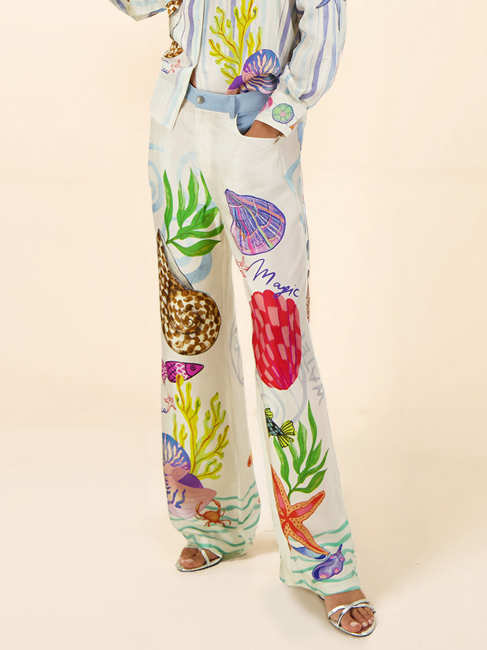 Ocean Theme Print Pants