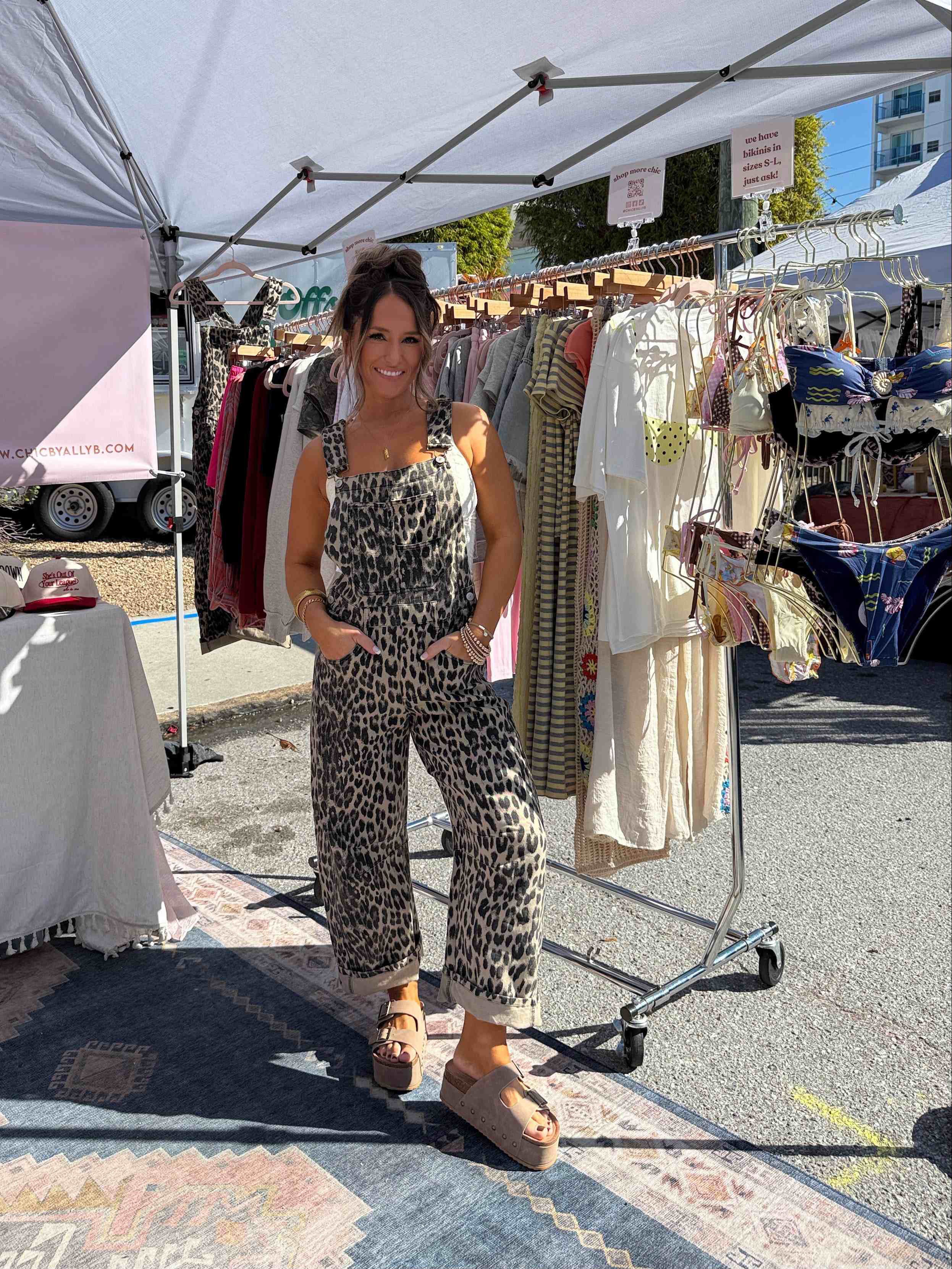 Leopard Print Barrel Overalls