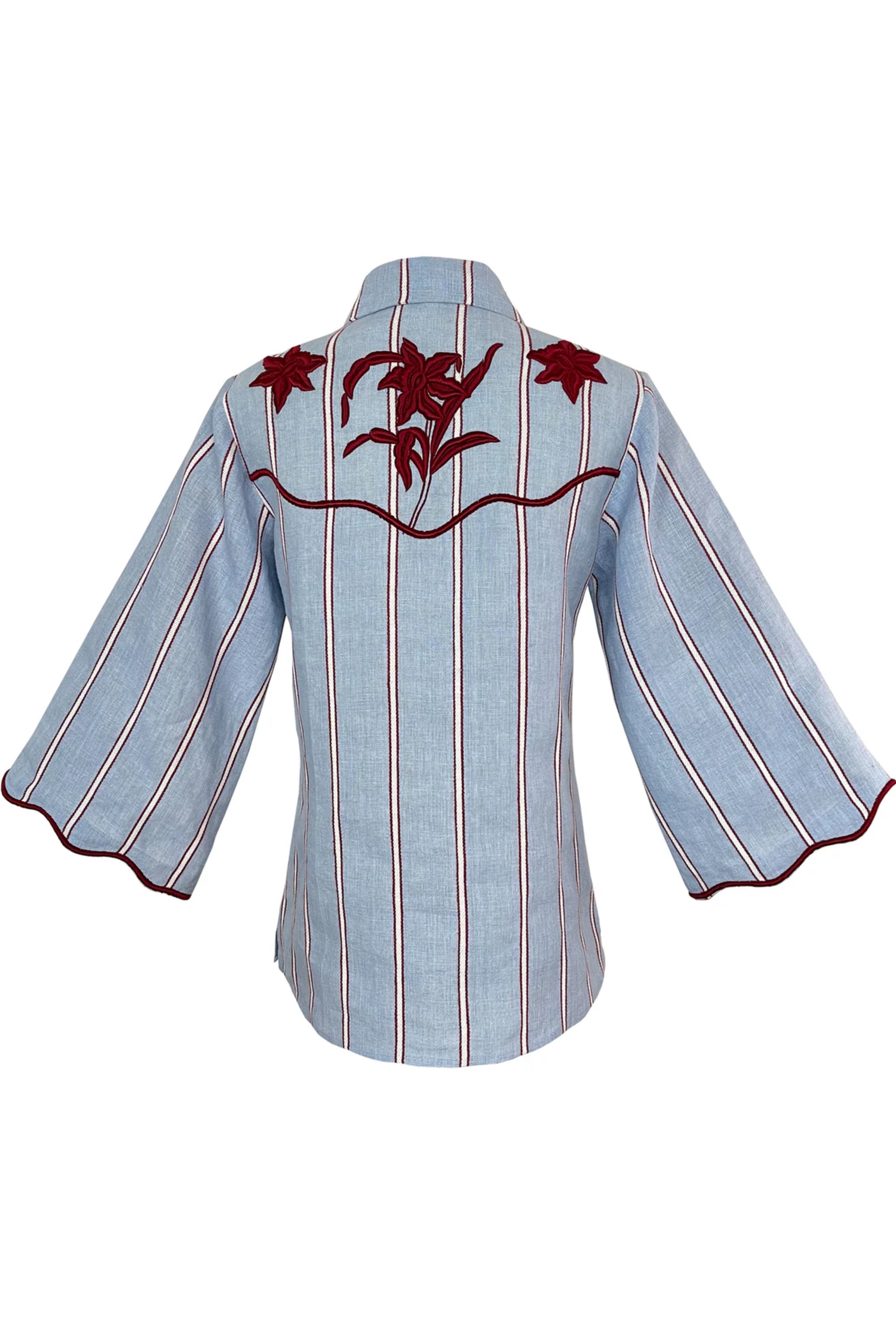 Delirio Linen-Blend Set with Printed Embroidery and Stripe Patterns