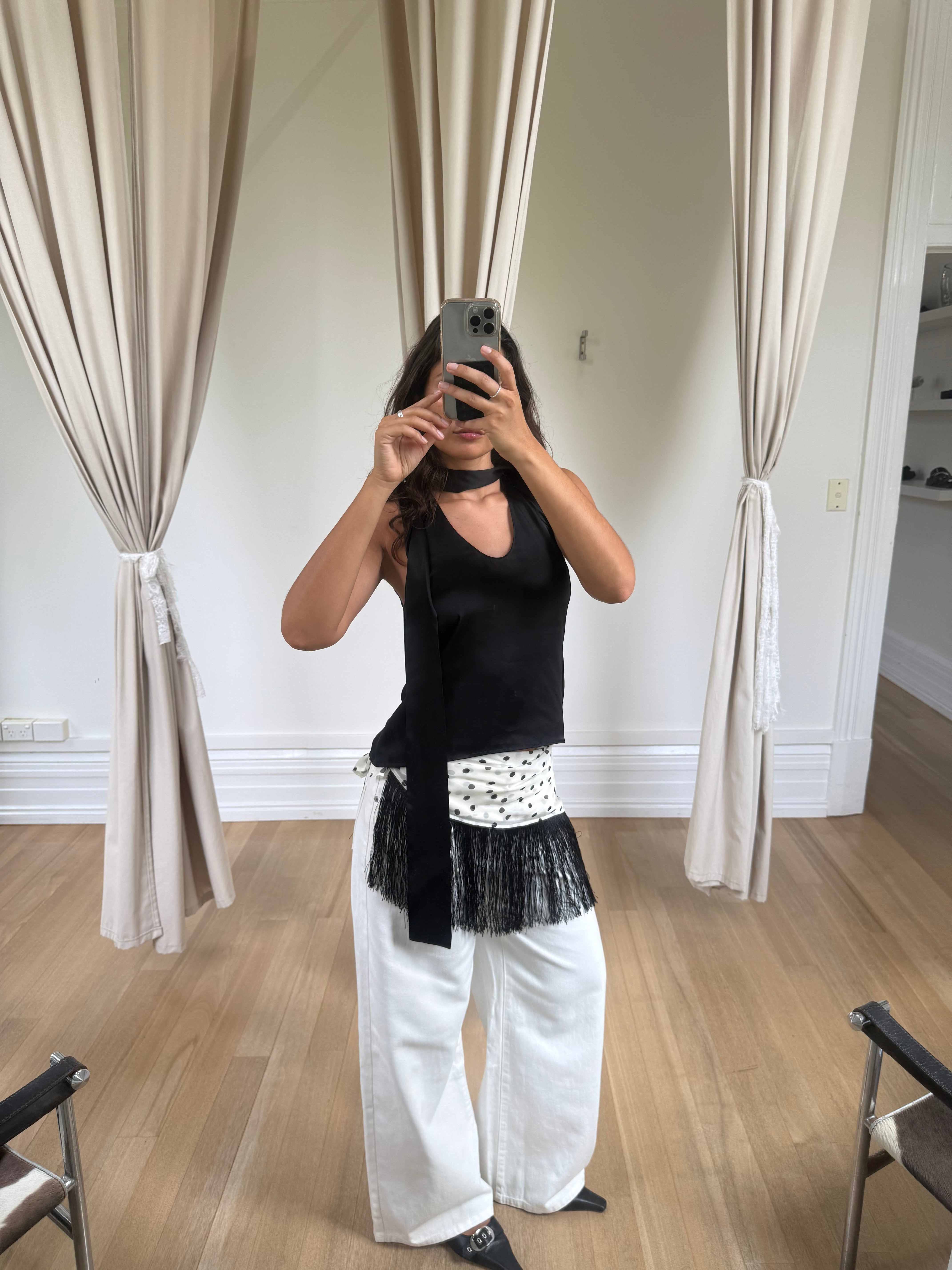 Polka dots Chiffon Fringe Scarf