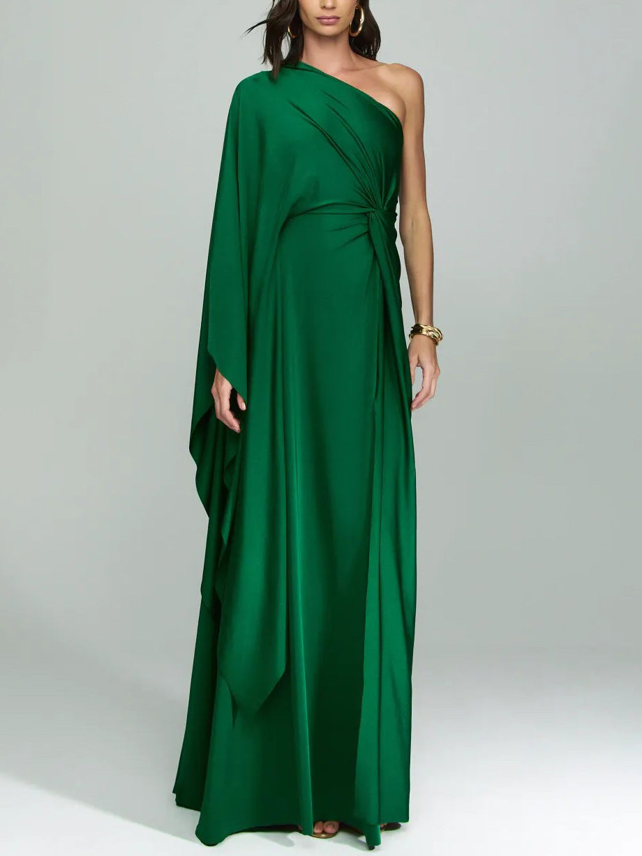 Elegant One Shoulder Long Party Slit Maxi Dress