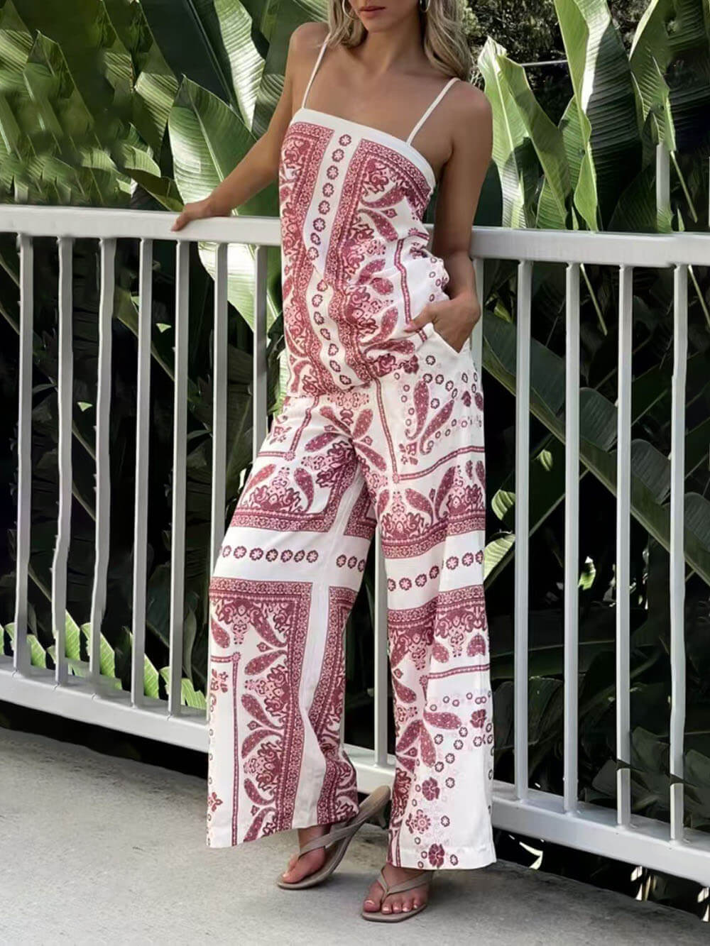 Modern Unique Floral Rint Suspenders Tops