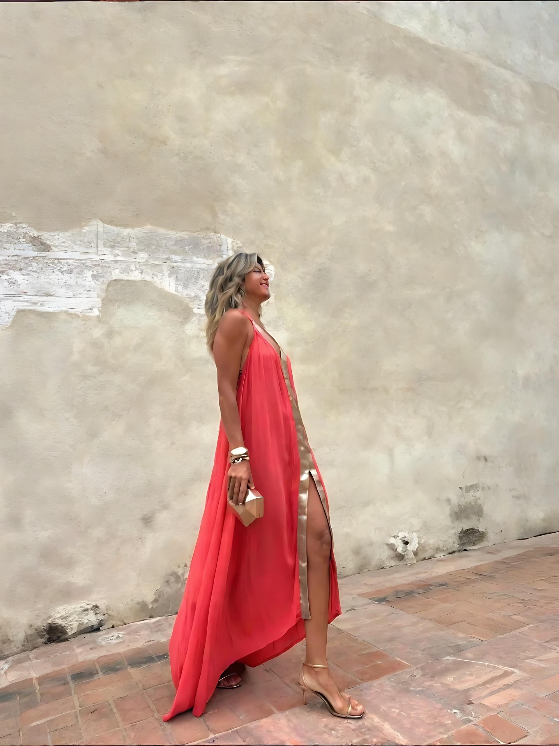 The Coral Gold Gown