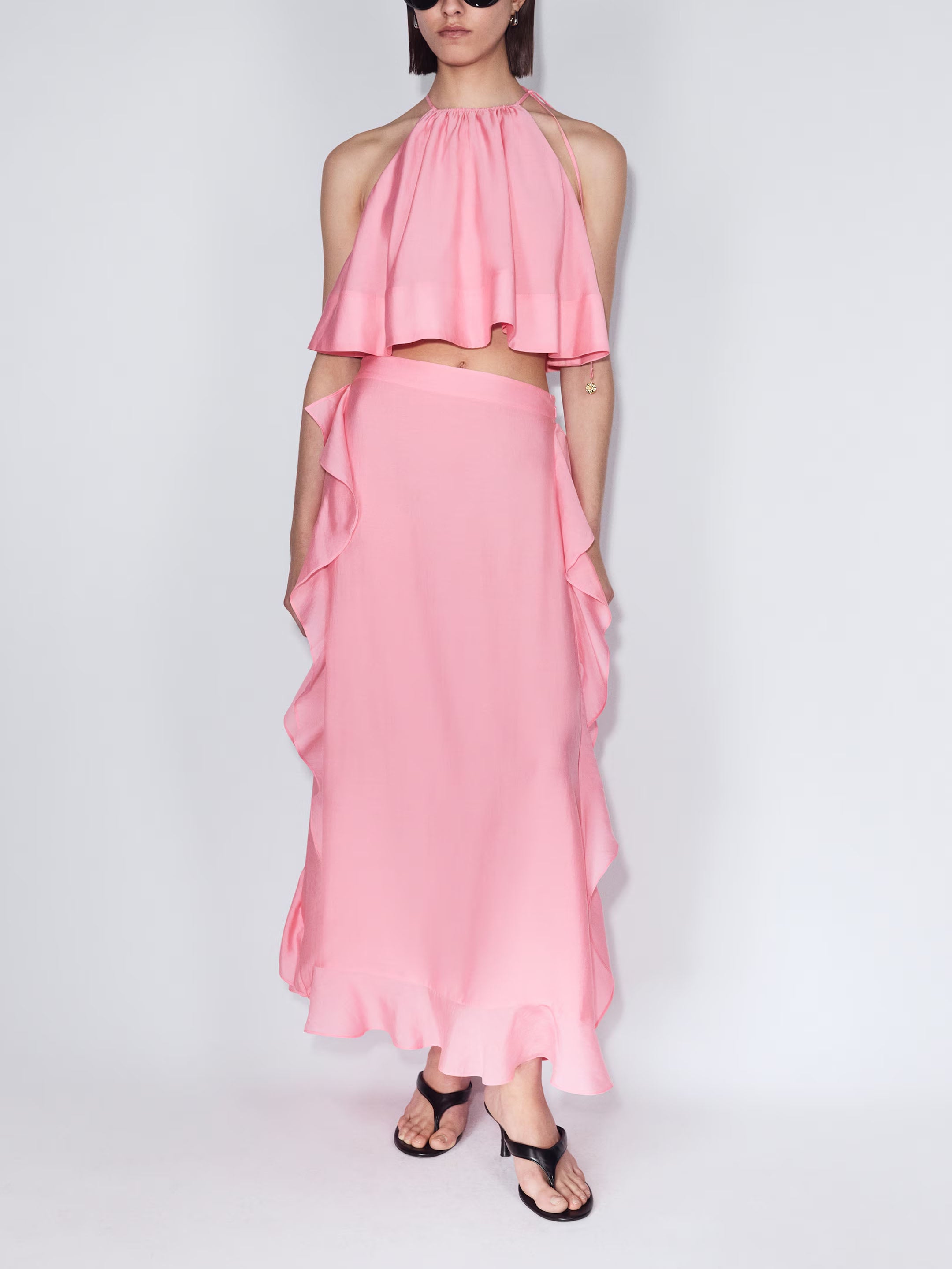 Oversized A-line top & Flounced skirt