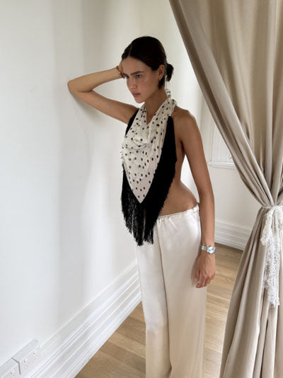 Polka dots Chiffon Fringe Scarf