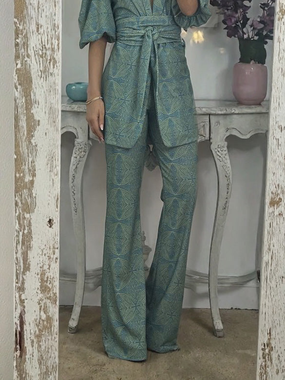 Casual Ethnic Style Printed Flared Pants