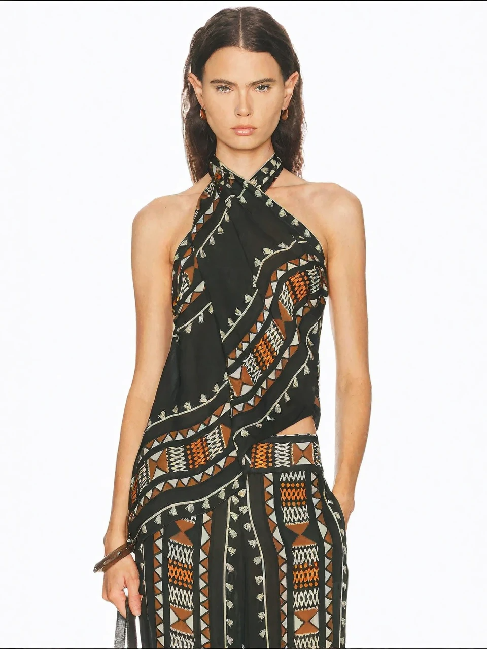 Bohemian Halter Print Wide-Leg Set
